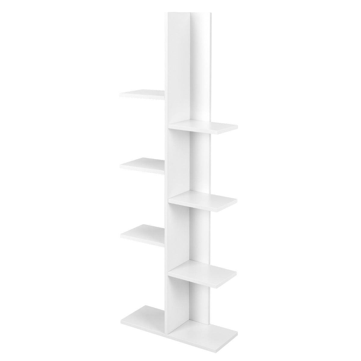 LIVSK Multifunctionele Boekenkast - 8 Planken - Duurzaam Hout - Antislipvoetkussens - Kantelbeveiliging - 50 x 20 x 141 cm - Wit