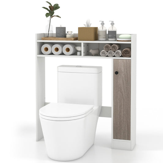 LIVSK Vrijstaand Toiletbovenkastje - Verstelbare Planken - Ruimtebesparend - Modern Design - Totale Capaciteit 45 kg - Wit
