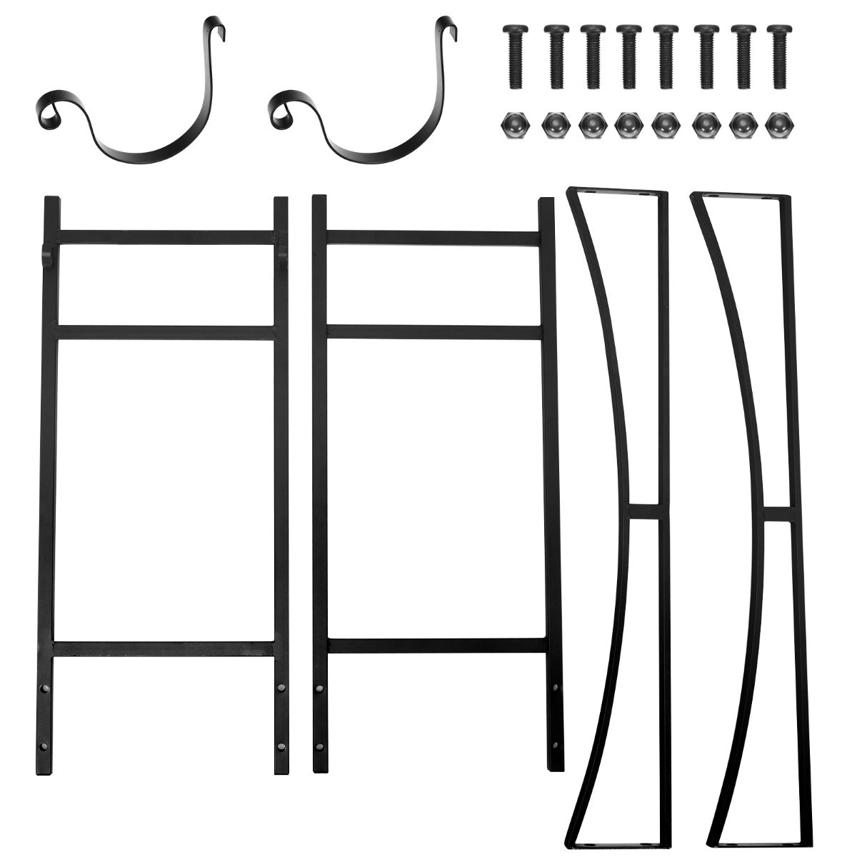 LIVSK Houten Brandhoutrek Metaal Zwart - Ruime opbergruimte - Robuust tot 50 kg - Eenvoudig te monteren - 84 x 33 x 76 cm - Zwart