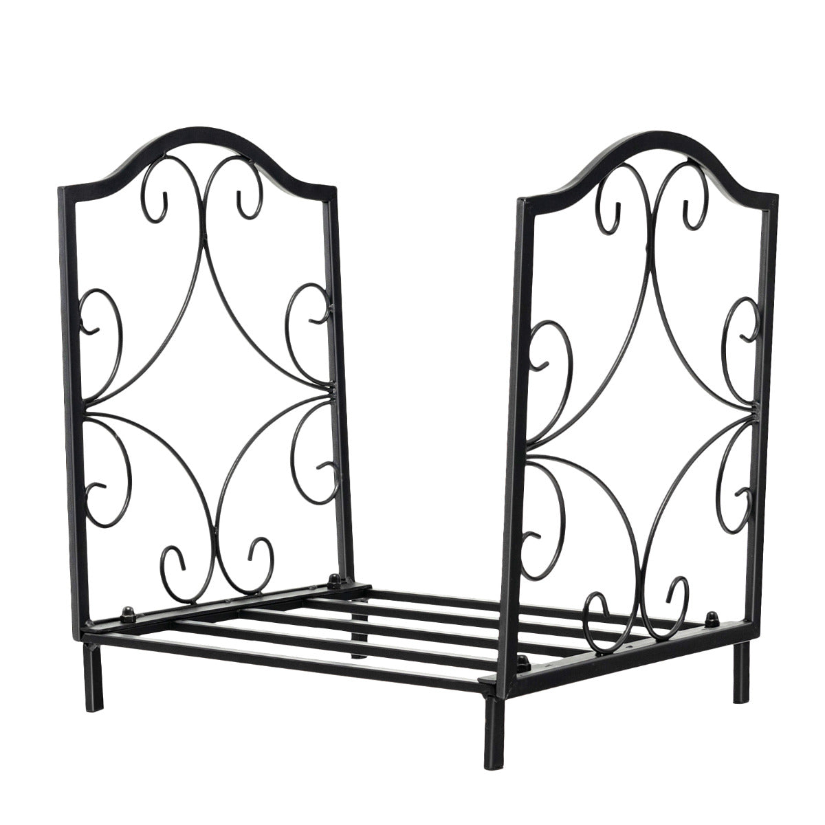 LIVSK brandhoutstandaard - Stalen Houtblokhouder - 60 kg Laadvermogen - Compact 37 x 32 x 39,5 cm - Binnen/Buiten - Zwart