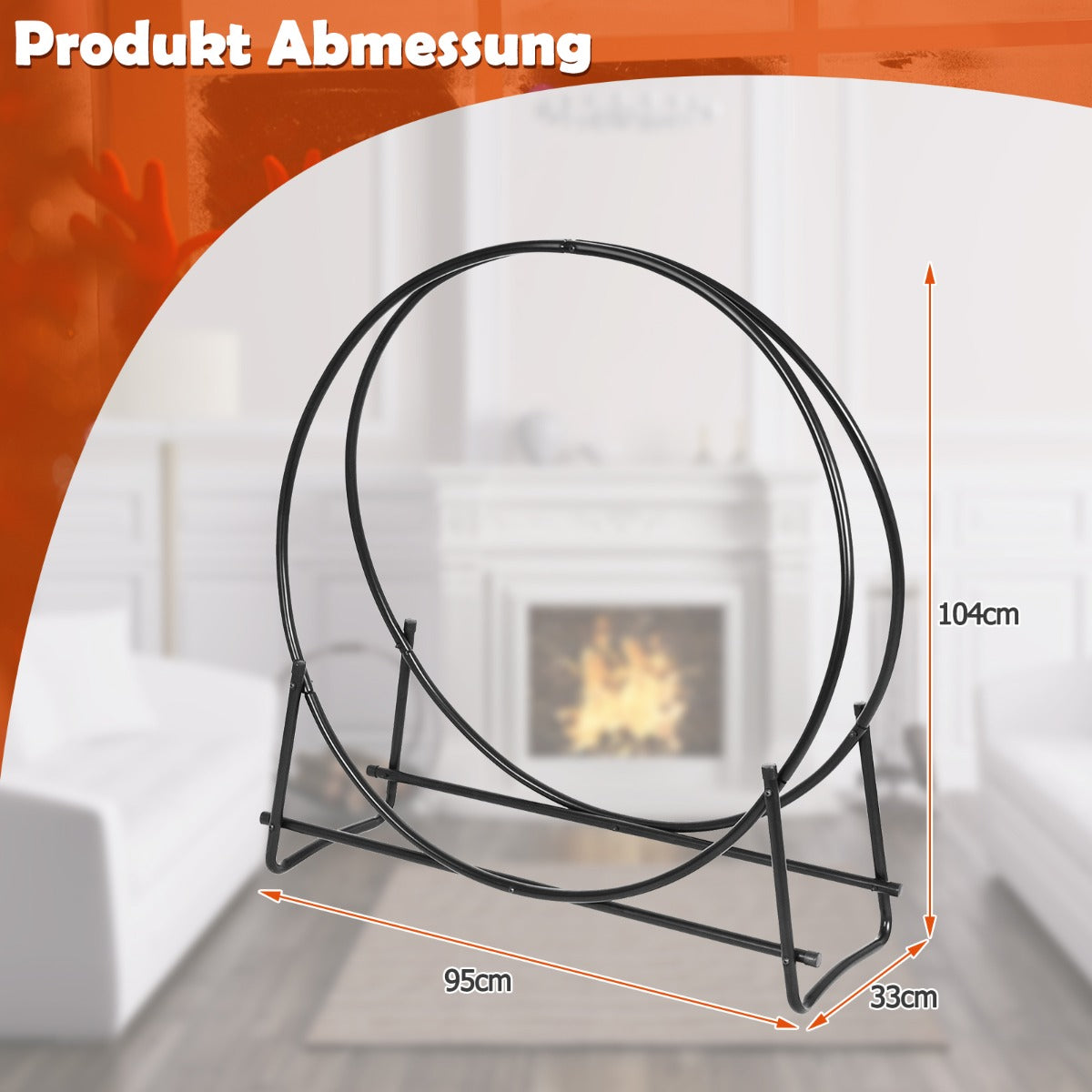 LIVSK Haardhoutrek Metaal - Belastbaar tot 200 kg - Stevig en Elegant - Voor Binnen en Buiten - 95 x 33 x 104 cm - Zwart