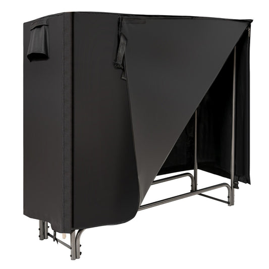 LIVSK Brandhoutrek voor Buiten - Waterdichte PVC-afdekking - Ventilatieopening - Roestbestendig - 122,5 x 35,5 x 122,5 cm - Zwart