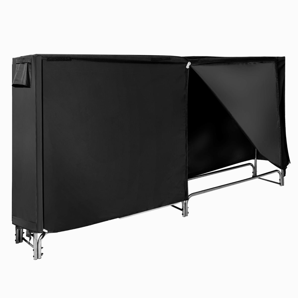 LIVSK Brandhoutrek voor Buiten - Waterdichte PVC-afdekking - Ventilatieopeningen - Eenvoudige Montage - 240 x 35,5 x 122,5 cm -