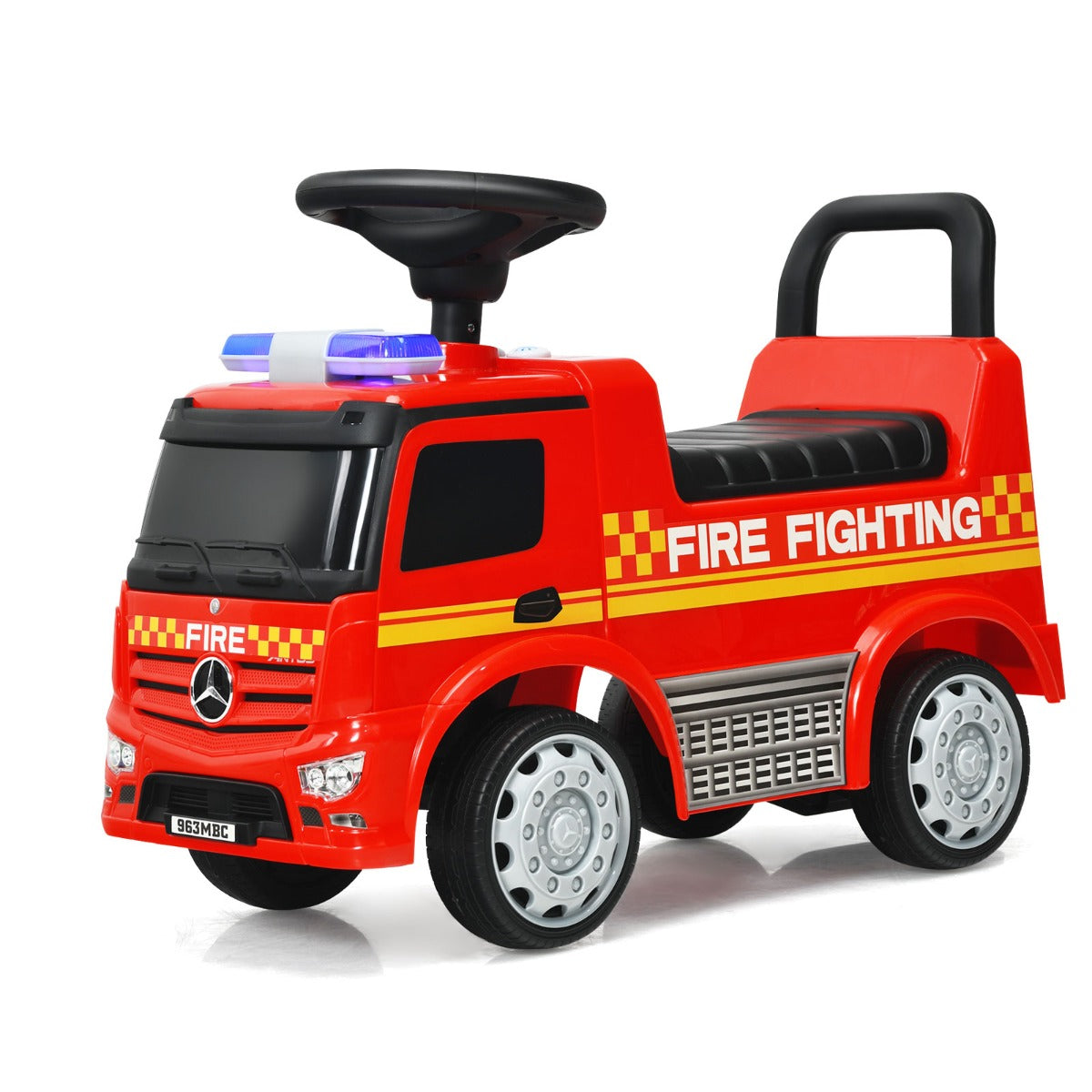 LIVSK Brandweerwagen Rijden-op Speelgoed - Realistisch Uiterlijk - Waarschuwingslicht - Ergonomische Zitting - Tot 25 kg - Rood
