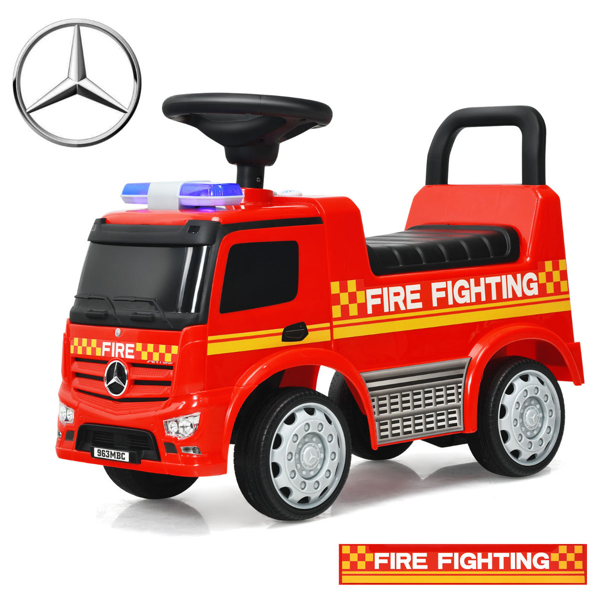 LIVSK Brandweerwagen Rijden-op Speelgoed - Realistisch Uiterlijk - Waarschuwingslicht - Ergonomische Zitting - Tot 25 kg - Rood