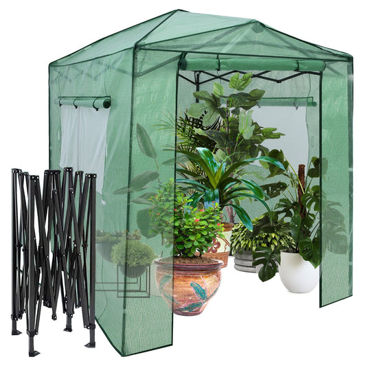 LIVSK Broeikas - Ruimtebesparend met Observatievensters - Inklapbaar Metaal - 180 x 250 x 210-230 cm - Groen
