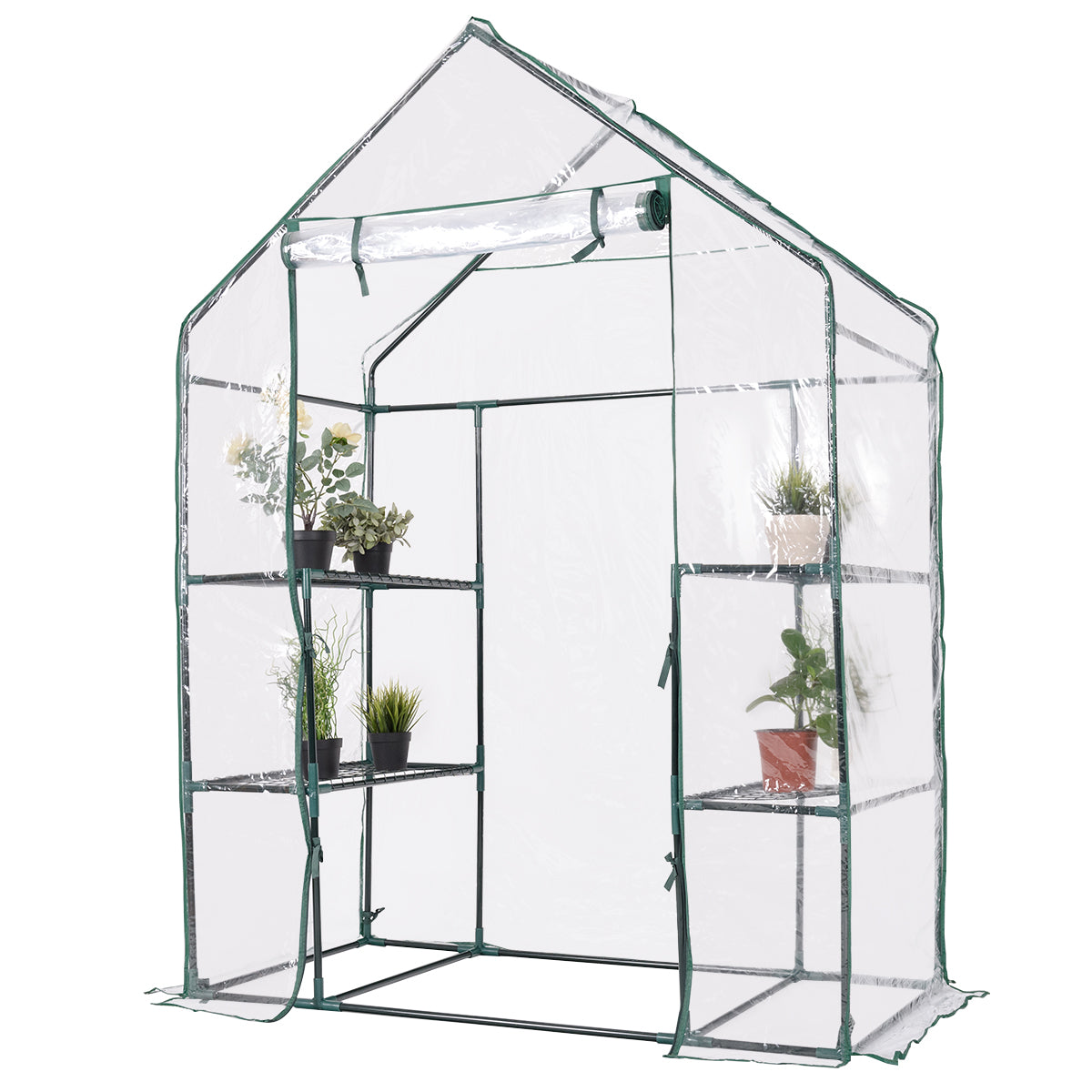 LIVSK Tuinkas - Eenvoudige Montage - Stevig IJzeren Frame - Planken tot 10 kg - 143 x 73 x 195 cm - Transparant