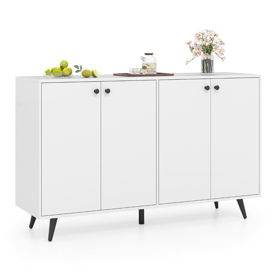 LIVSK 4-deurs dressoir - Verstelbare planken - Duurzaam en stabiel - Inclusief anti-kantelsets - 127,5 x 38 x 80 cm - Wit + Zwart