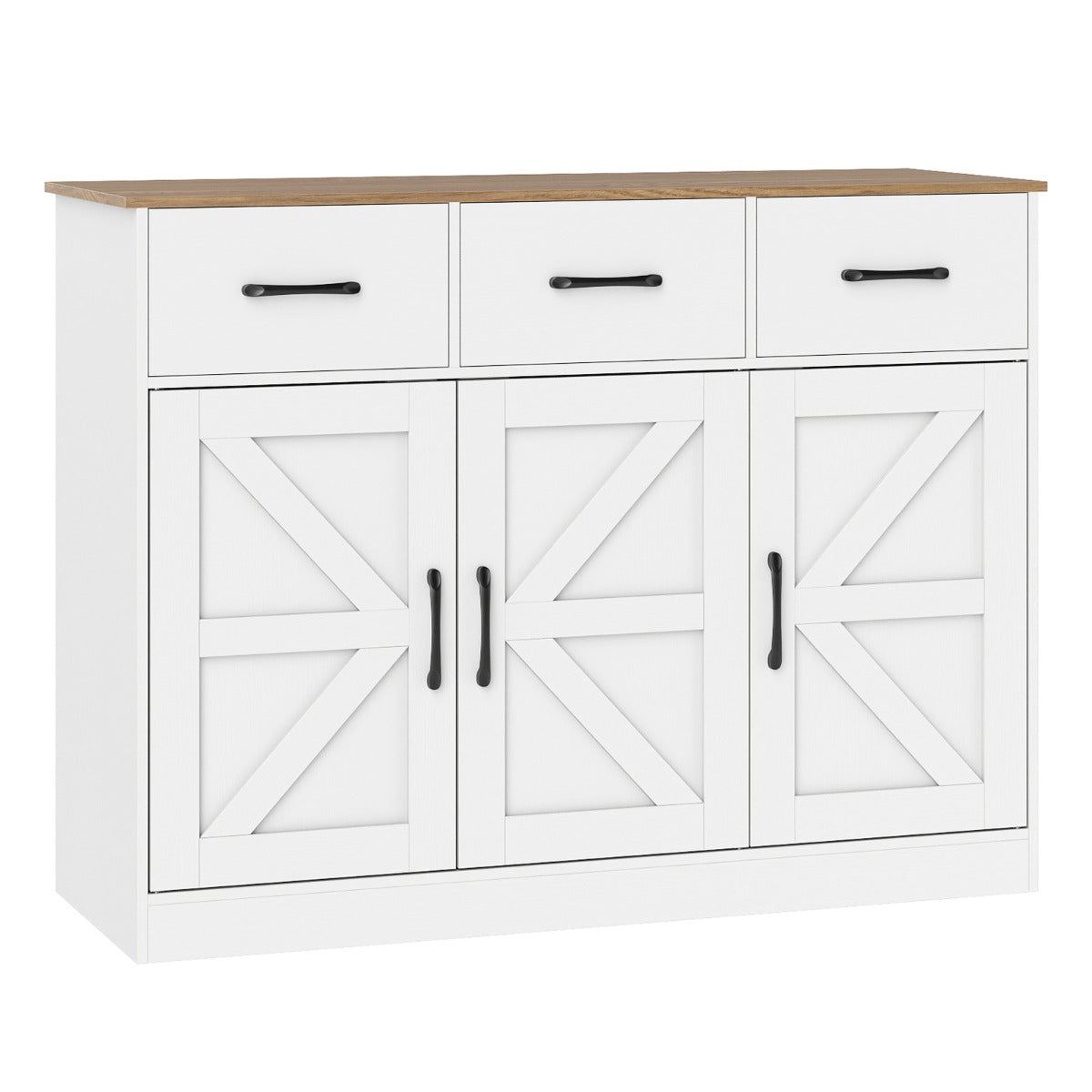 Livsk costway buffetkast met 3 laden dressoir met verstelbare planken en deuren houten keukenkast