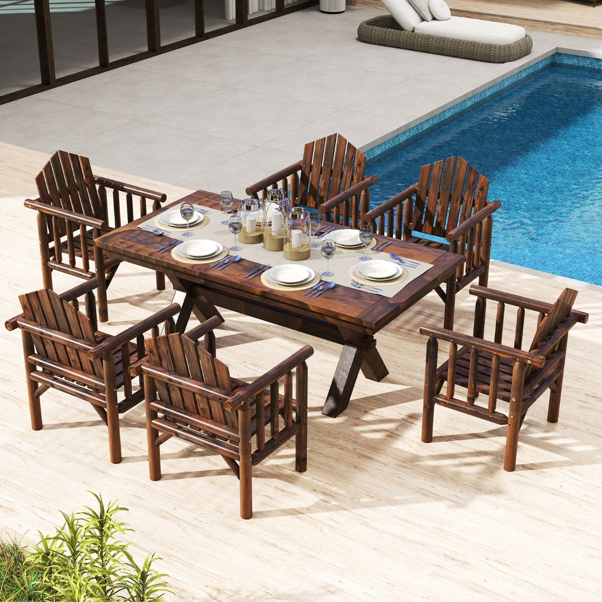 LIVSK Houten Armleuningstoel - Ergonomisch Ontwerp - Tot 150 kg - Voor Buiten - Elegant en Duurzaam - Bruin