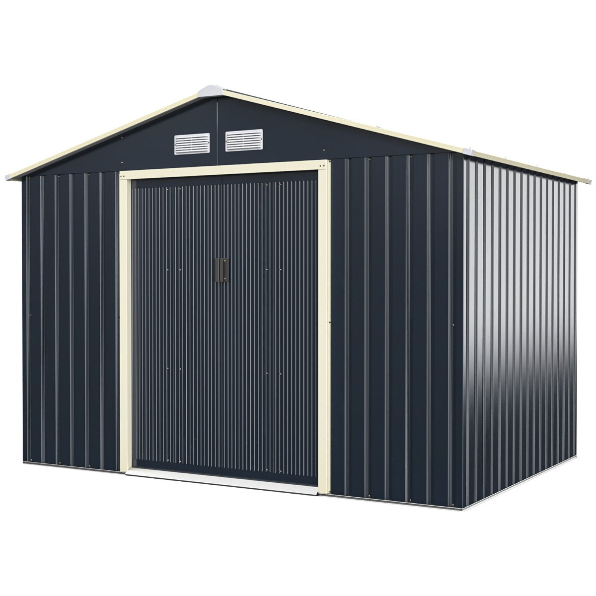 LIVSK Opbergschuur voor Tuingereedschap - Ruimte van 5,29 m² - Schuifdeuren met Slot - Ventilatieopeningen - Grijs