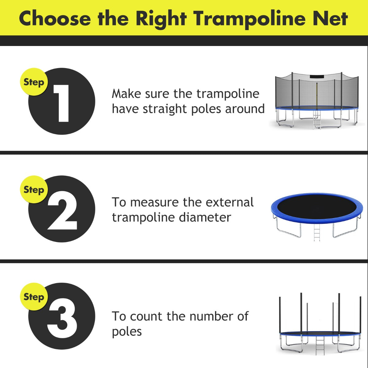 Livsk costway buiten trampoline en beschermnet van pe voor trampoline trampoline en veiligheidsnet 4