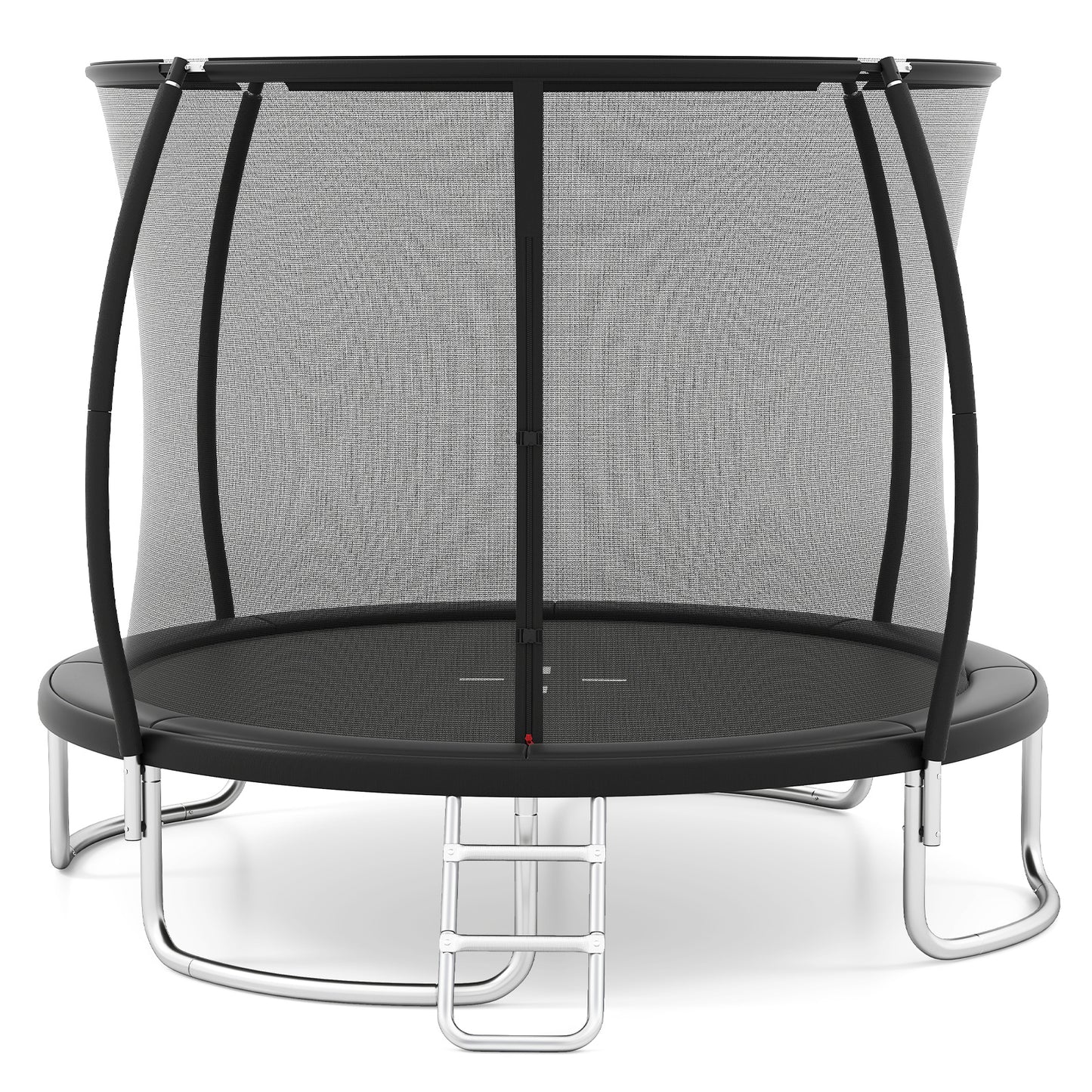 LIVSK Tuintrampoline met Veiligheidsnet - Gebogen Stangen - Inclusief Ladder - Ø305 cm - Duurzaam en Veilig - Zwart
