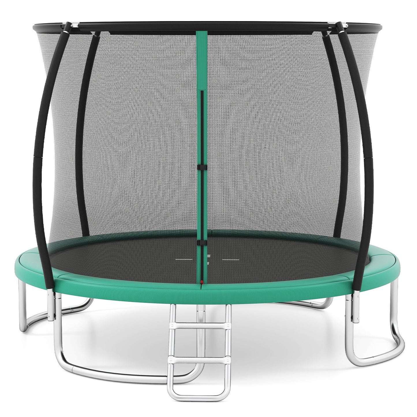 LIVSK Tuintrampoline met Veiligheidsnet en Ladder - Gebogen Stangen - Antislip Springmat - Ø305 cm - Groen