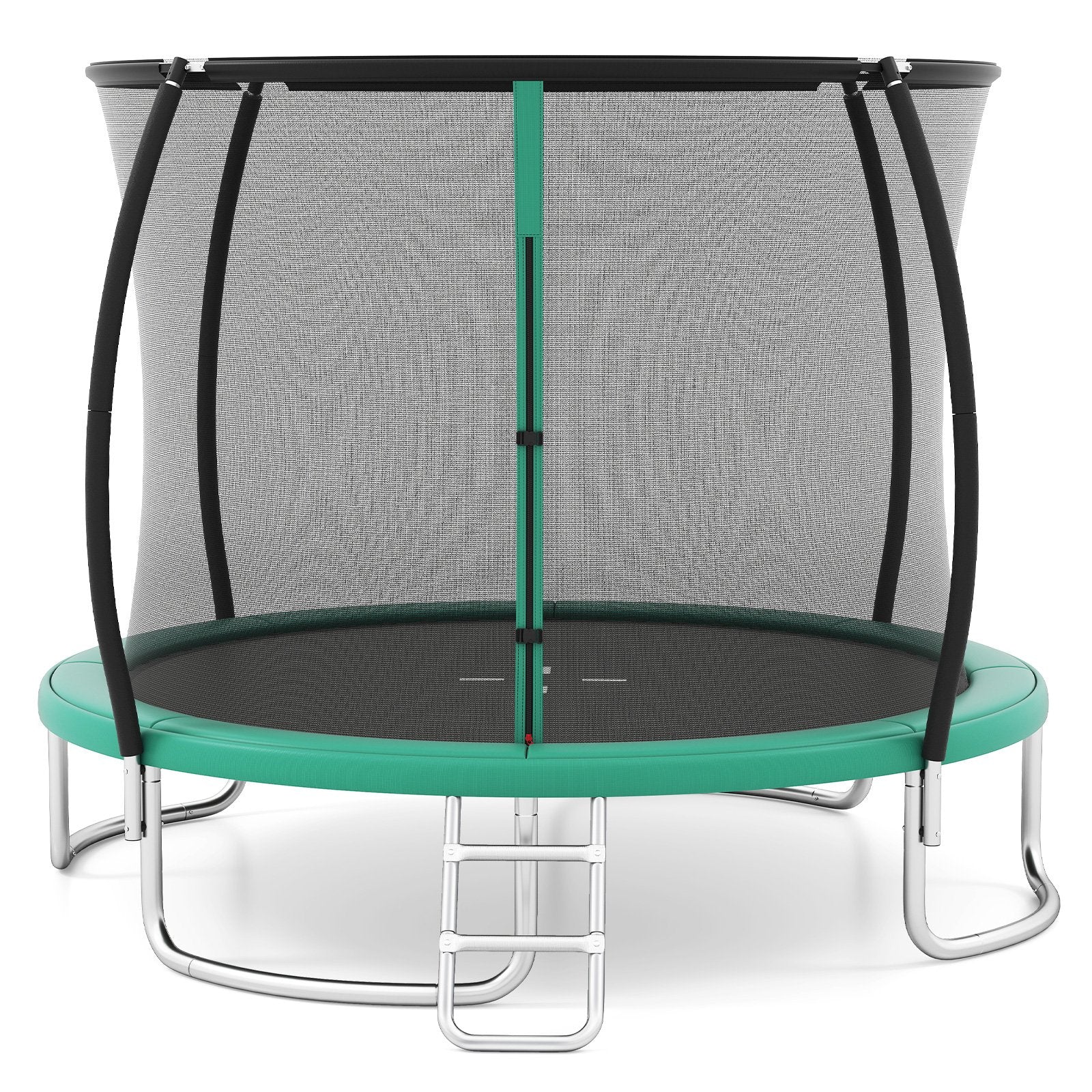 LIVSK Tuintrampoline met Veiligheidsnet en Ladder - Gebogen Stangen - Antislip Springmat - Ø305 cm - Groen