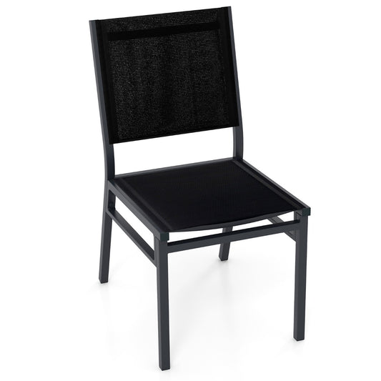 LIVSK Terrasstoelen - Lichtgewicht Aluminium - Ademend en Scheurbestendig - Ergonomische Rugleuning - Tot 150 kg - Zwart