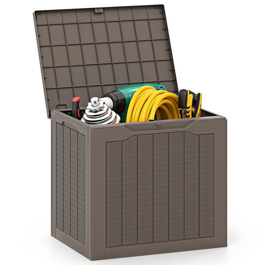LIVSK Outdoor-opbergdoos - Afsluitbaar Deksel - 96 L Capaciteit - Weerbestendig PP - Elegant Rattanlook - Bruin