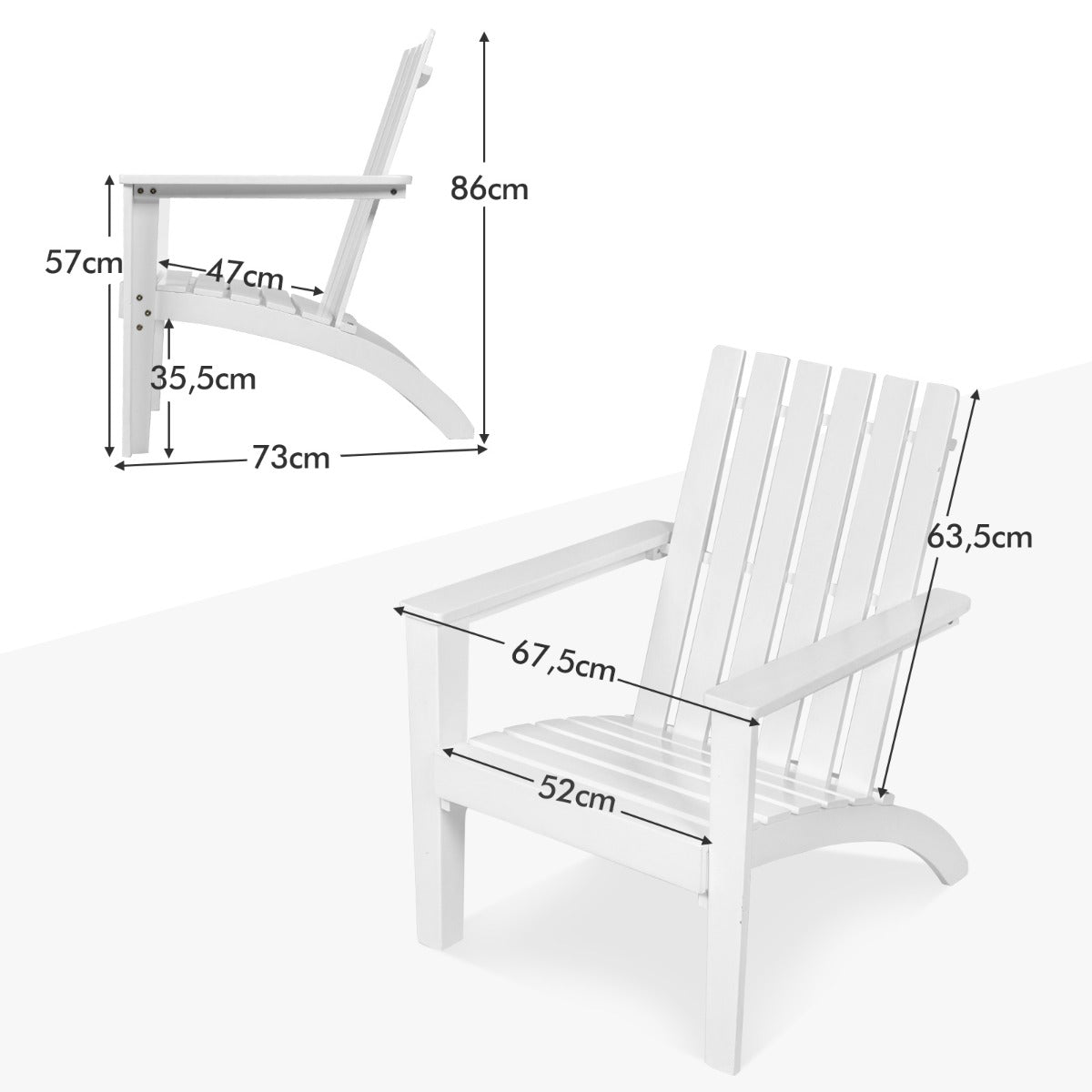 LIVSK Ergonomische Adirondack Stoel - Duurzaam Acaciahout - Stevig Frame tot 160 kg - Voor Tuin en Terras - Grijs