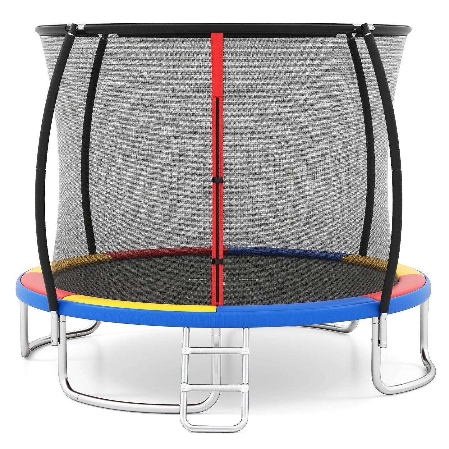 LIVSK Trampoline met Veiligheidsnet en Ladder - Gebogen Stangen met Anti-botsingschuim - Stabiliteit - Ø305 cm - Kleurrijk