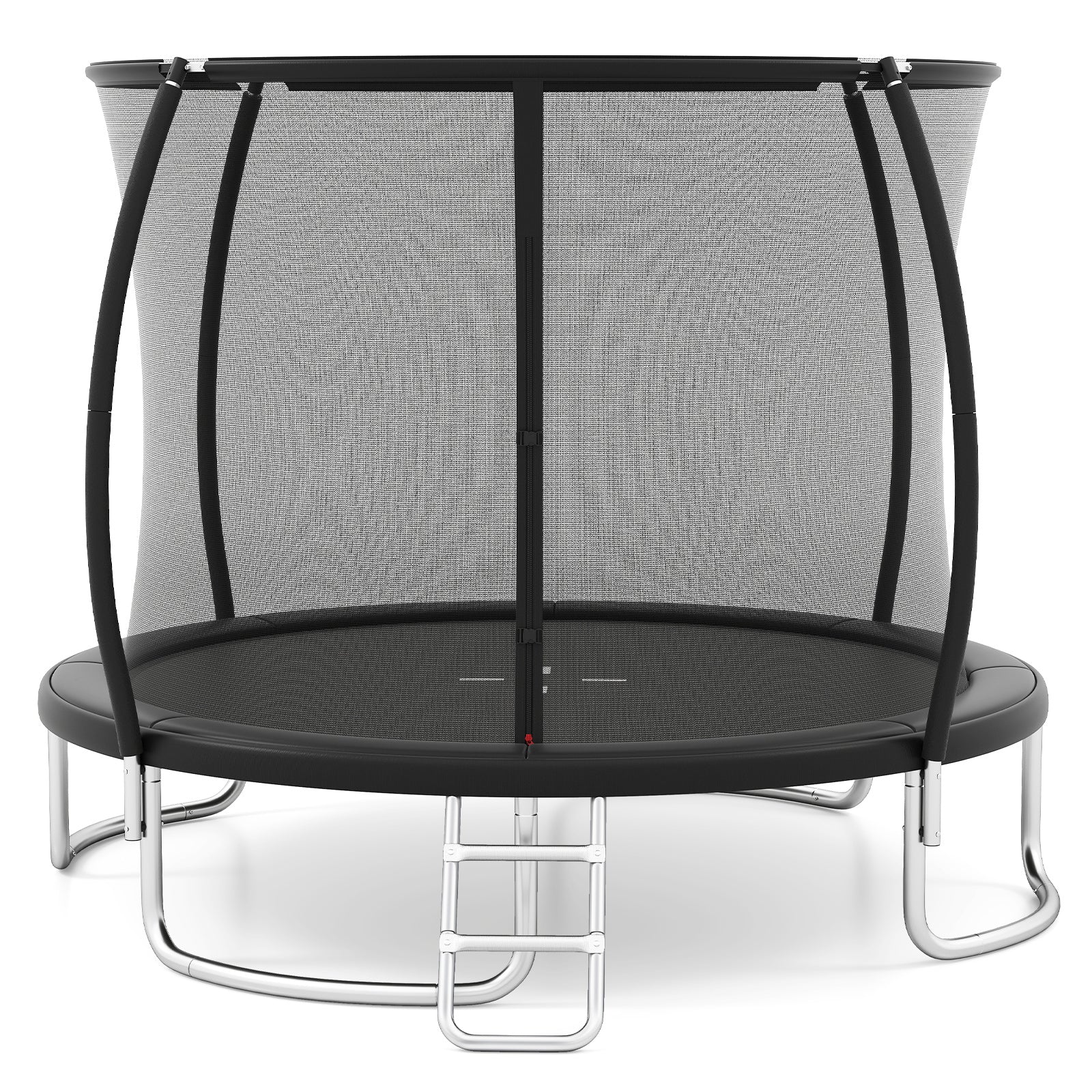 LIVSK Buitentrampoline met Ladder - Veiligheidsnet met Gebogen Stangen - Roestbestendig Frame - Antislip Springmat - Ø366 cm -