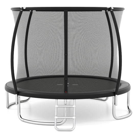 LIVSK Buitentrampoline met Ladder - Veiligheidsnet met Gebogen Stangen - Roestbestendig Frame - Antislip Springmat - Ø366 cm -
