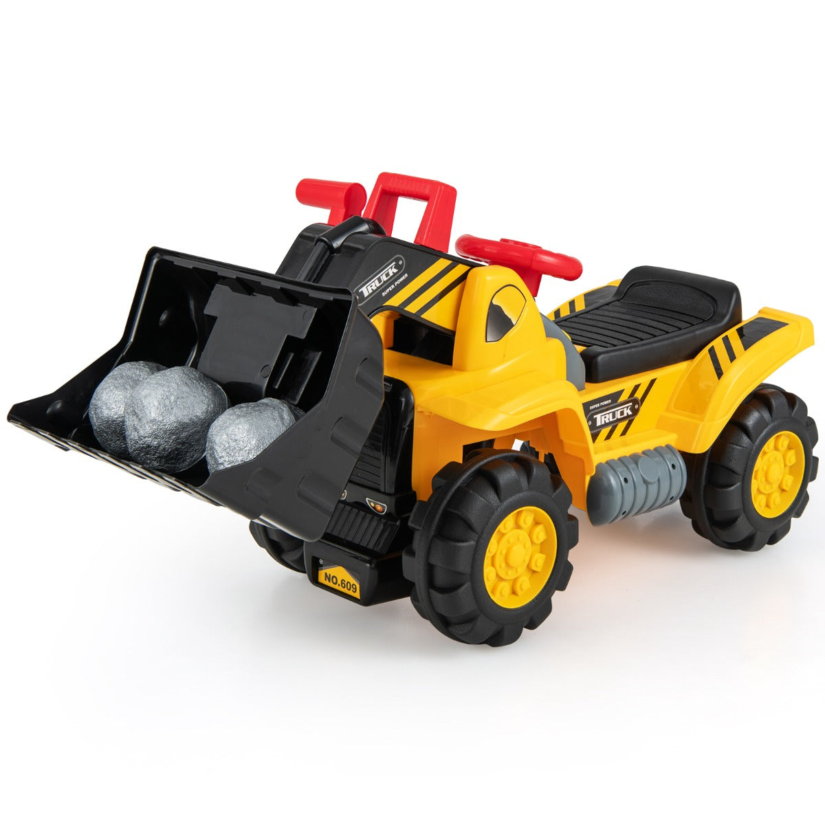 LIVSK Speelgoed Bulldozer - Realistische Geluidseffecten - Inclusief Helm en Speelstenen - Voor Kinderen vanaf 3 Jaar - Geel
