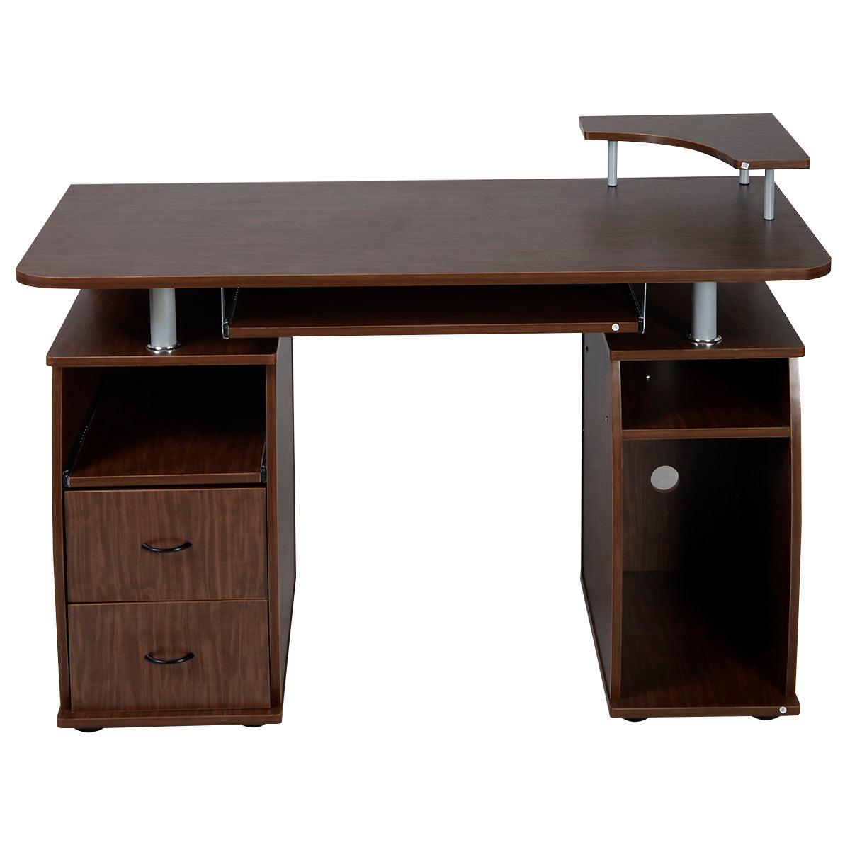 LIVSK Computertafel met Printerschap - Toetsenbordlade - Robuust MDF - Eenvoudig te Monteren - 120 x 55 x 85 cm - Bruin