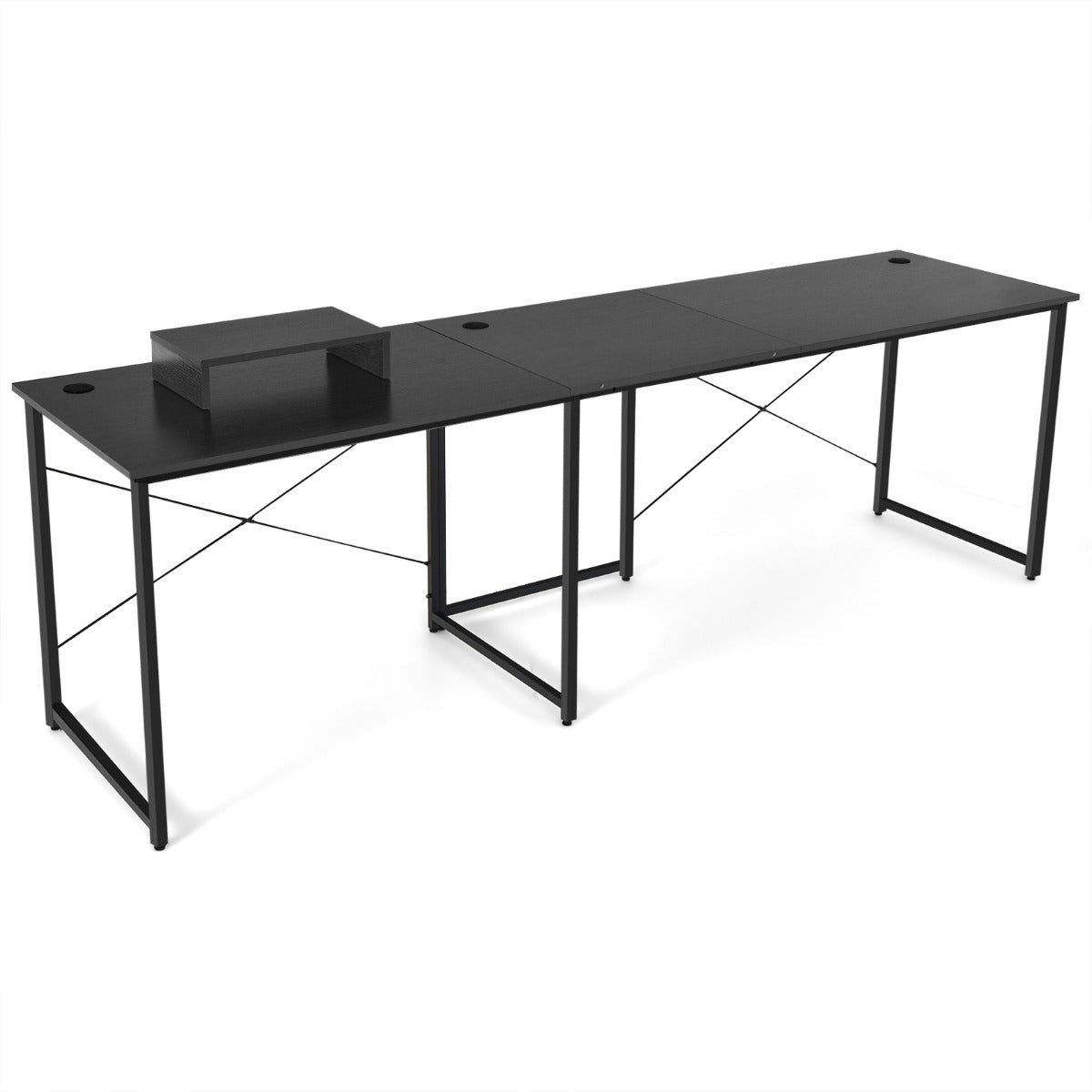 LIVSK Omkeerbaar L-vormig Bureau met Monitorstandaard - Stevige Metalen Constructie - Tot 115 kg - Ergonomisch - Zwart 150 x 150