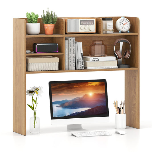 LIVSK Bureauplank met 3 Planken - Monitorvriendelijk tot 32 inch - Verstelbare Plank - Stabiele Constructie - Natuur