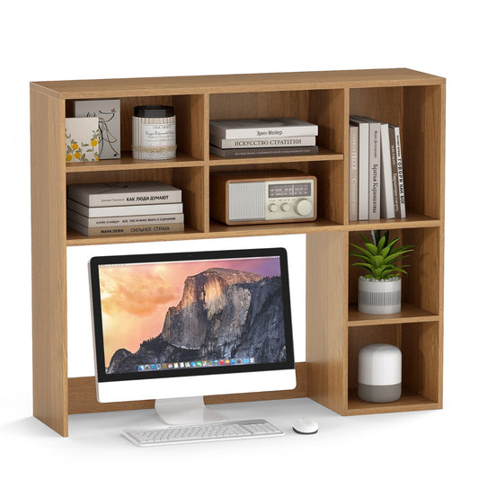 LIVSK Bureau-organizer voor Monitoren tot 27" - 3 Verstelbare Planken - Tot 120 kg - 94 x 25 x 79 cm - Natuurlijk