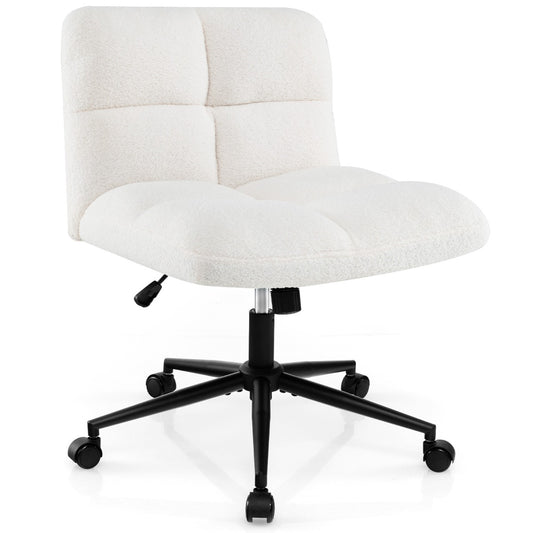 LIVSK Kruispootstoel - Verstelbare Hoogte en Schommelfunctie - Luxe Fleece Bekleding - Stabiele Basis tot 160 kg - Beige