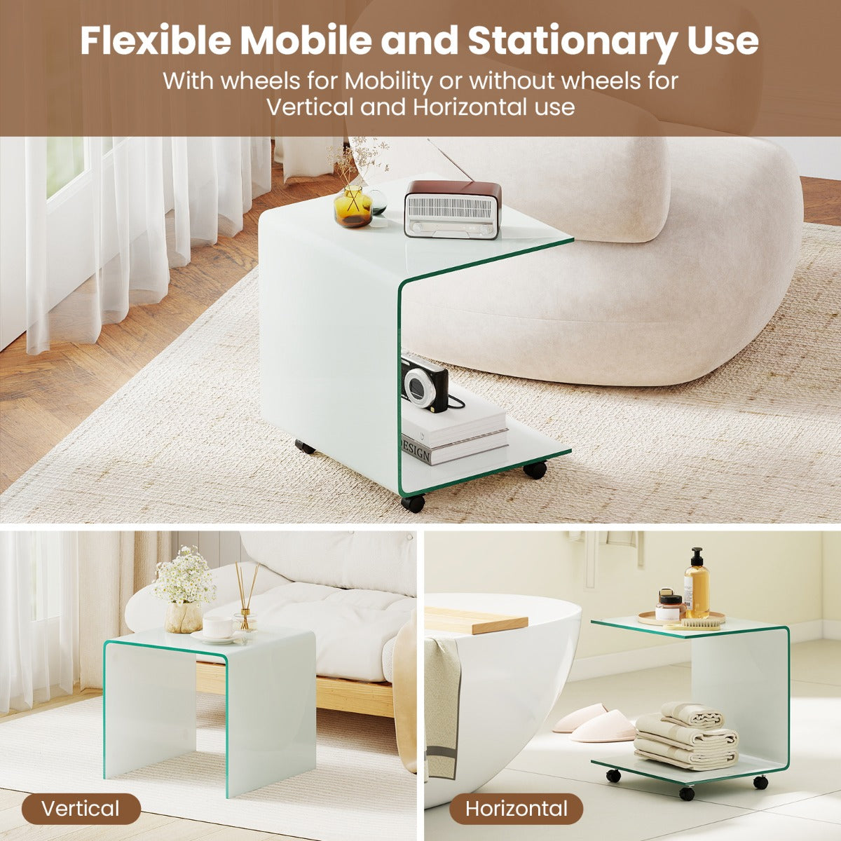 Livsk costway c vormige bijzettafel moderne telefoontafel wit 4
