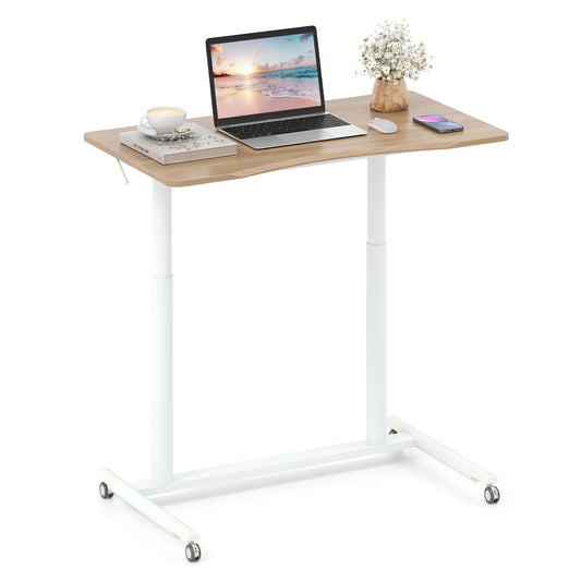 LIVSK Zit-Sta Bureau - Verstelbare Hoogte 70-106 cm - Robuuste Constructie tot 90 kg - Ergonomisch Ontwerp - C-vormig - Natuur &