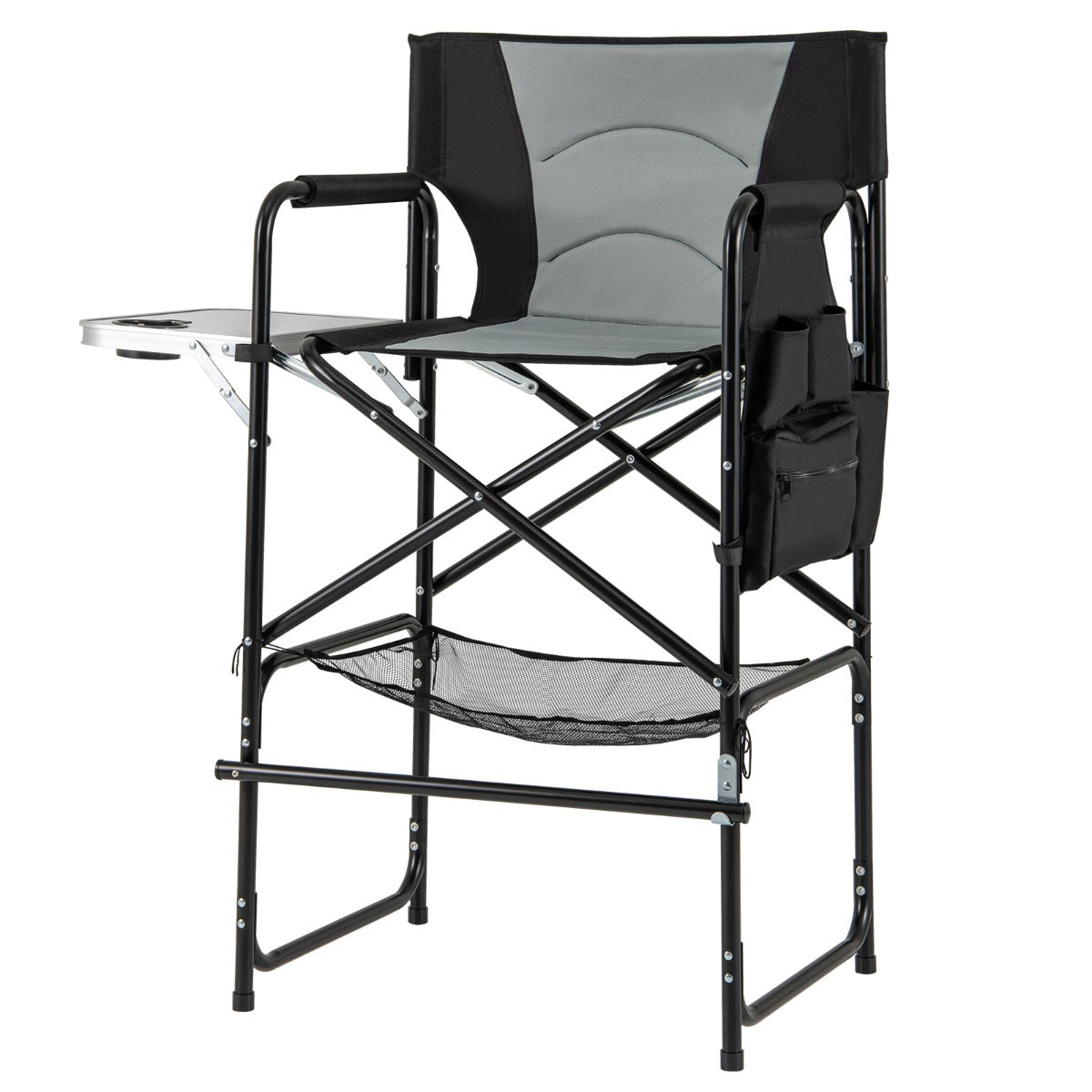 LIVSK Regisseursstoel met Voetensteun en Bekerhouder - Inklapbaar - Oxford-stof - Stevig Frame - Draagvermogen 150 kg - Zwart +