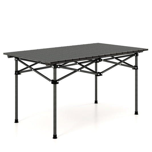 LIVSK Opvouwbare Campingtafel - Aluminium Tafelblad - Draagvermogen 60 kg - Voor 4-6 Personen - Eenvoudig Op te Bergen - Zwart