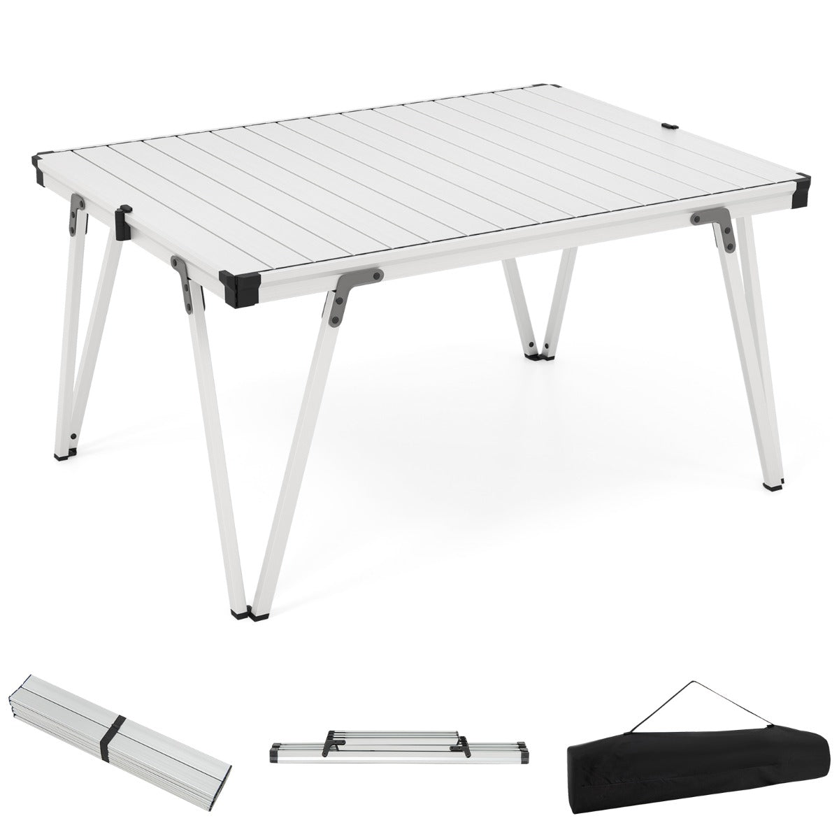 LIVSK Campingtafel - Waterdicht en Inklapbaar - Licht Aluminium - Stabiele Driehoekstructuur - Draagvermogen 80 kg - Bruin
