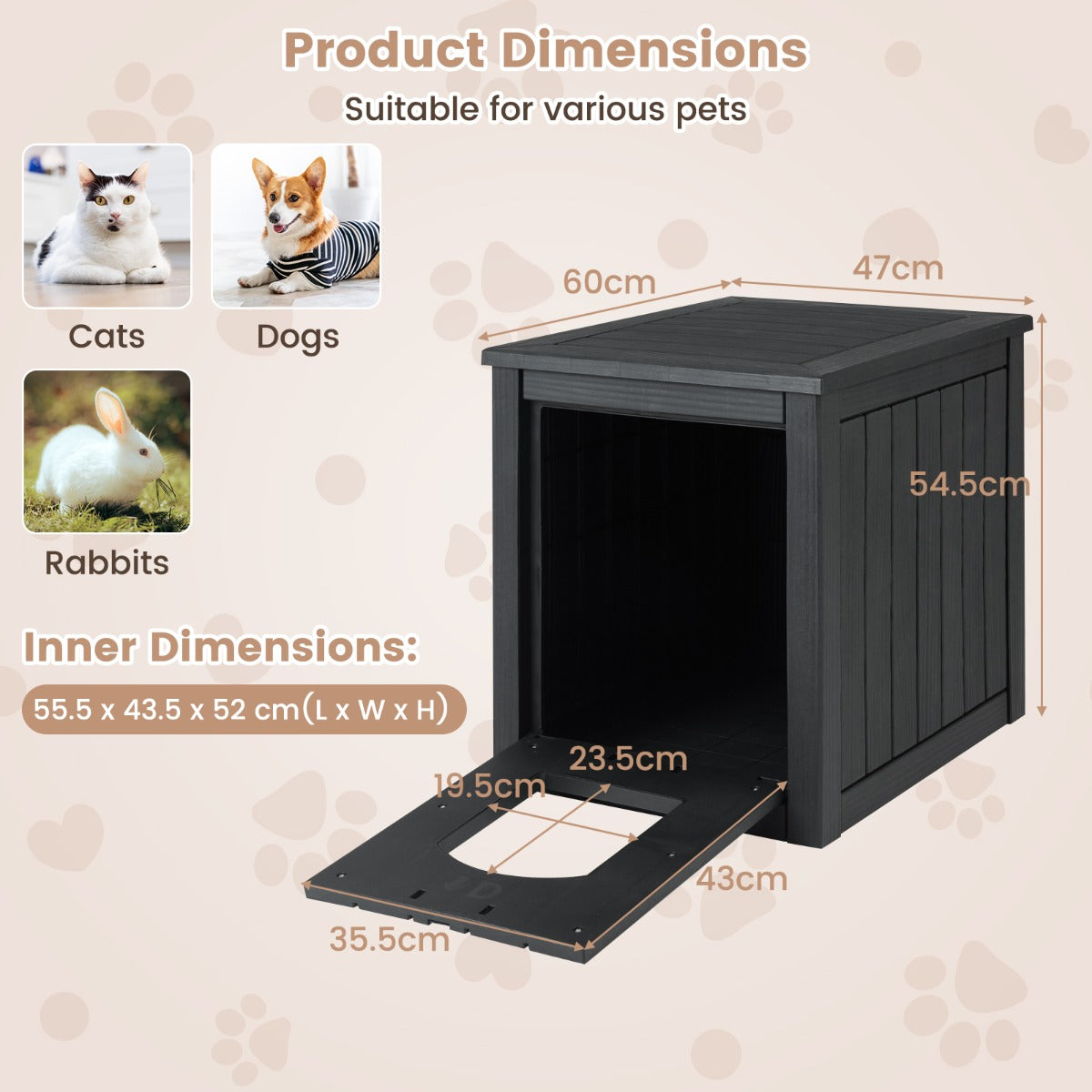 LIVSK Kattenbed Outdoor - Koudebestendig - Opvouwbare Ingang - Zwart
