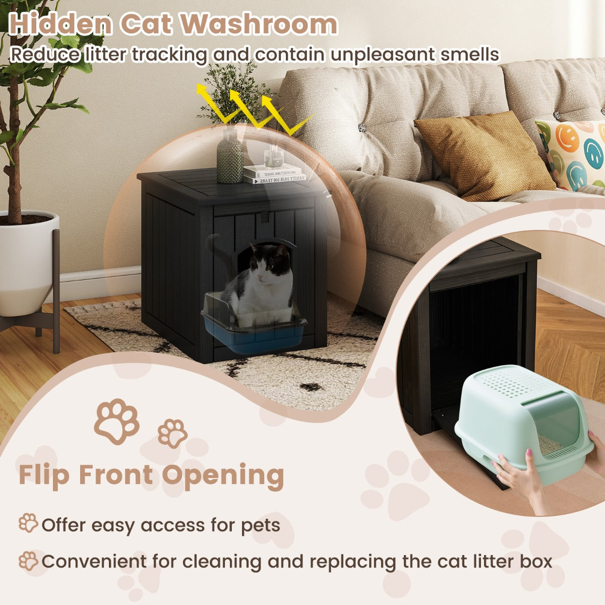 LIVSK Kattenbed Outdoor - Koudebestendig - Opvouwbare Ingang - Zwart