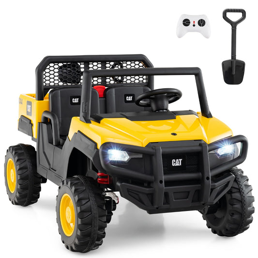 Livsk costway caterpillar elektrische auto 24v 2 zits elektrisch voertuig met afstandsbediening 4 x 100w motoren
