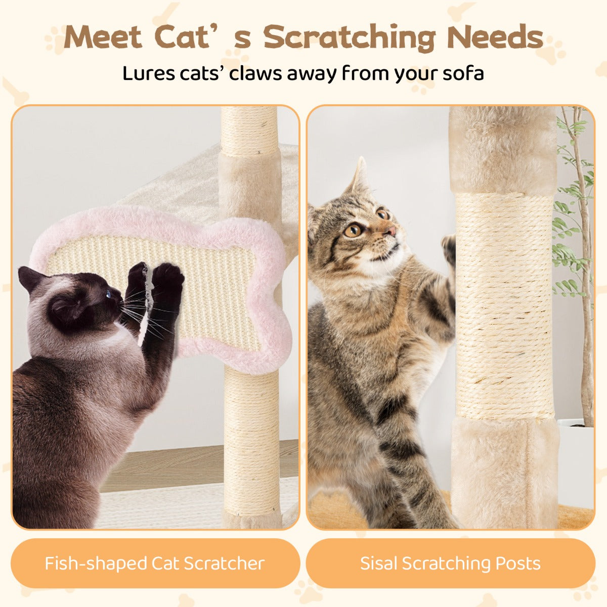 Livsk costway charmante kattenkrabpaal met meerdere niveaus zachte zitjes en knusse kattenmandjes 3