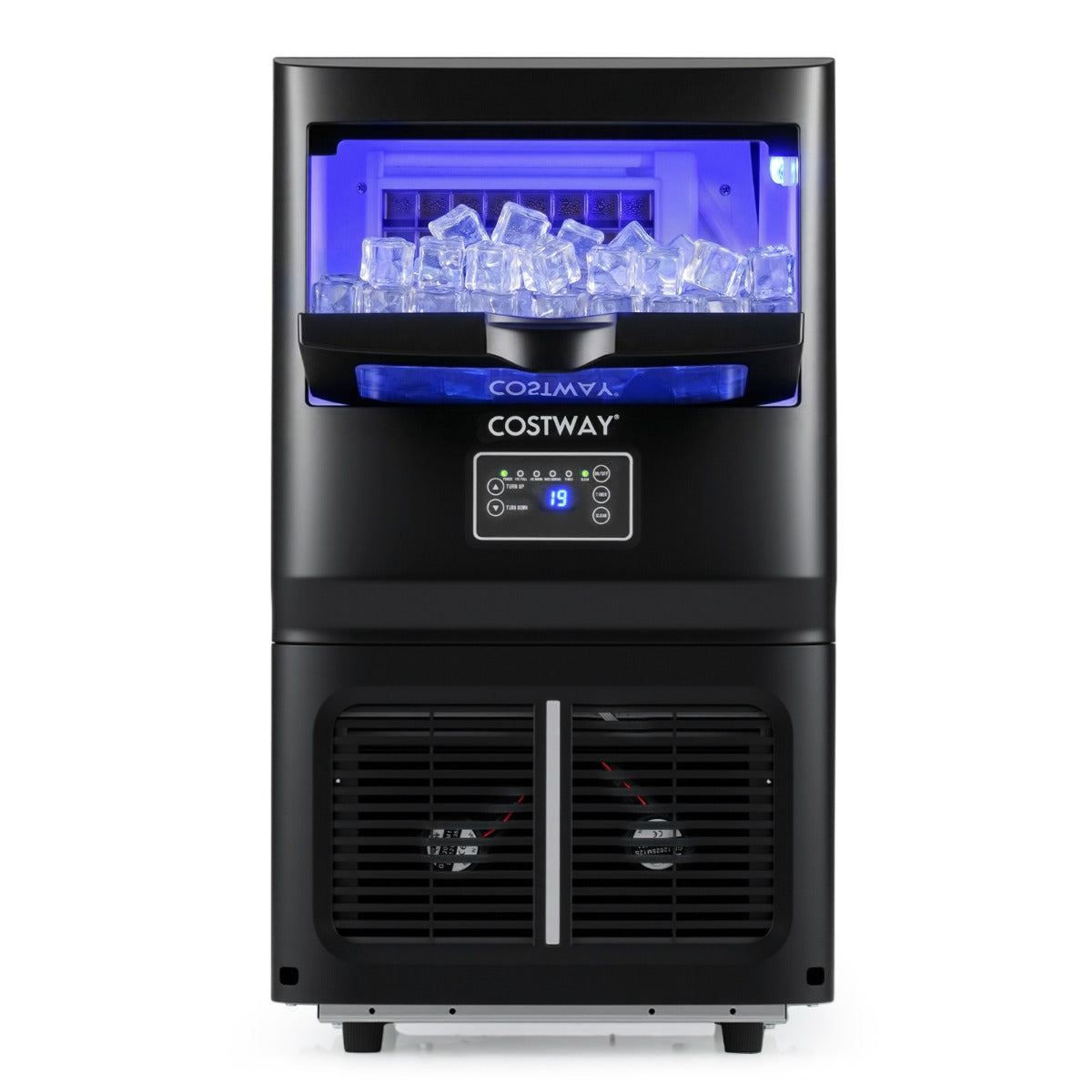 Livsk costway commerciele ijsmachine vrijstaand apparaat van roestvrij staal met automatische reiniging en filtratie 1