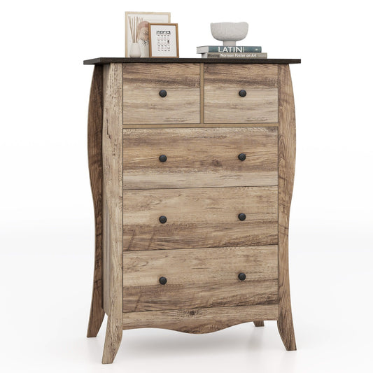 LIVSK Rustieke Commode met 5 Lades - Hoogwaardige Materialen - Inclusief Anti-kantelset - Duurzaam en Stijlvol - Bruin