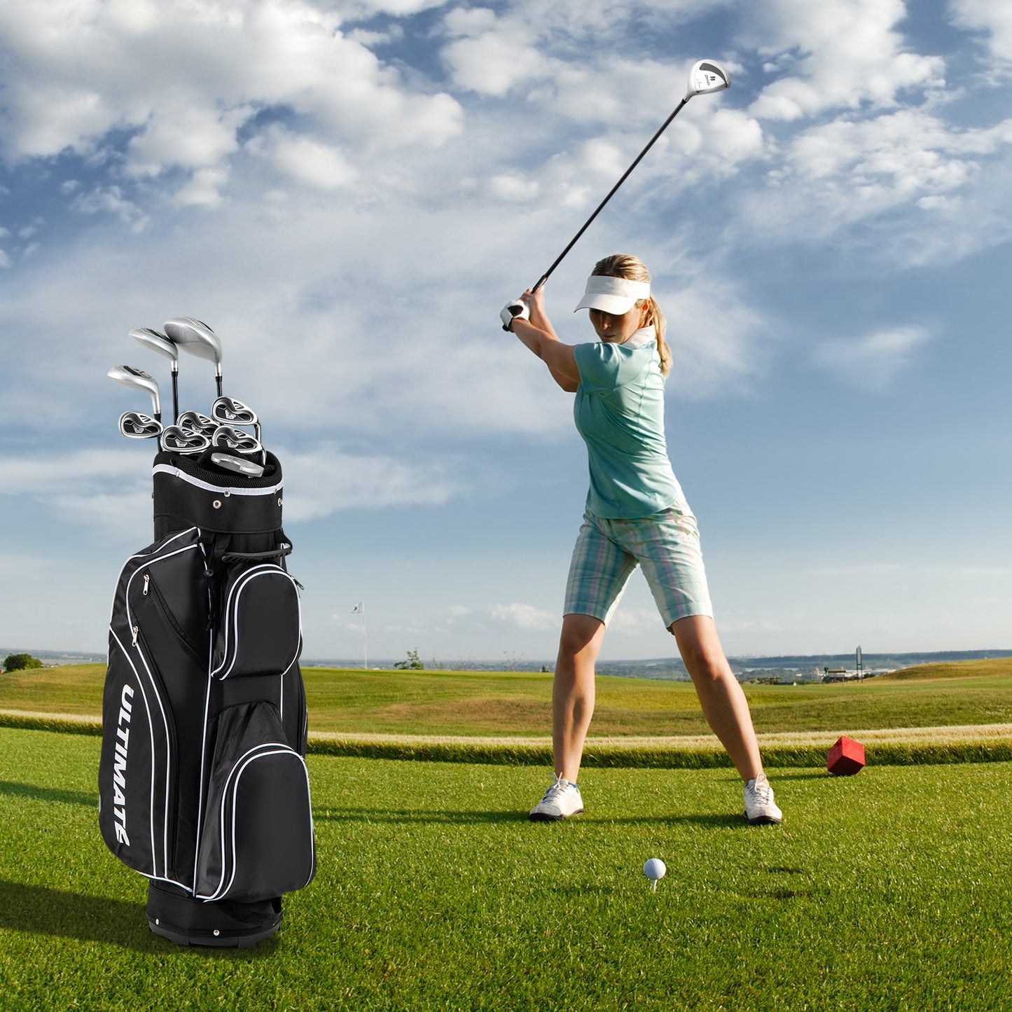 LIVSK Dames Golfclubset Compleet met Draagtas - 460CC Driver - Ultralichte Carbon Shafts - Antislip Grips - Zwart