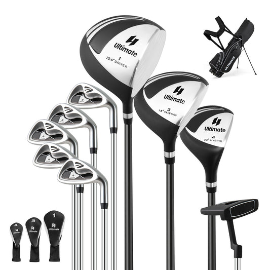 LIVSK Complete Heren Golf Clubset - 9-delig met Aluminium Driver en Lichte Golftas - Gebruiksvriendelijk - Zwart
