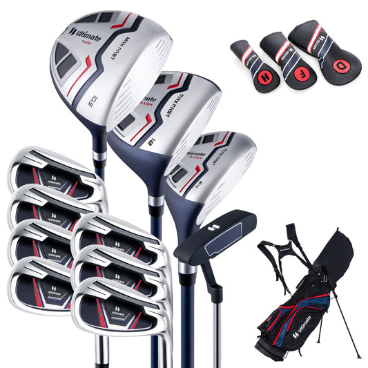 LIVSK Complete Golfclubset - 11-Delig met Draagtas en Regenhoes - Hoge Prestaties - Blauw/Groen