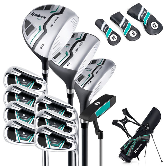 LIVSK Complete Golfclubset met Draagtas en Regenhoes - Inclusief Driver, IJzers en Putter - Hoogwaardige Prestaties - Blauw/Groen