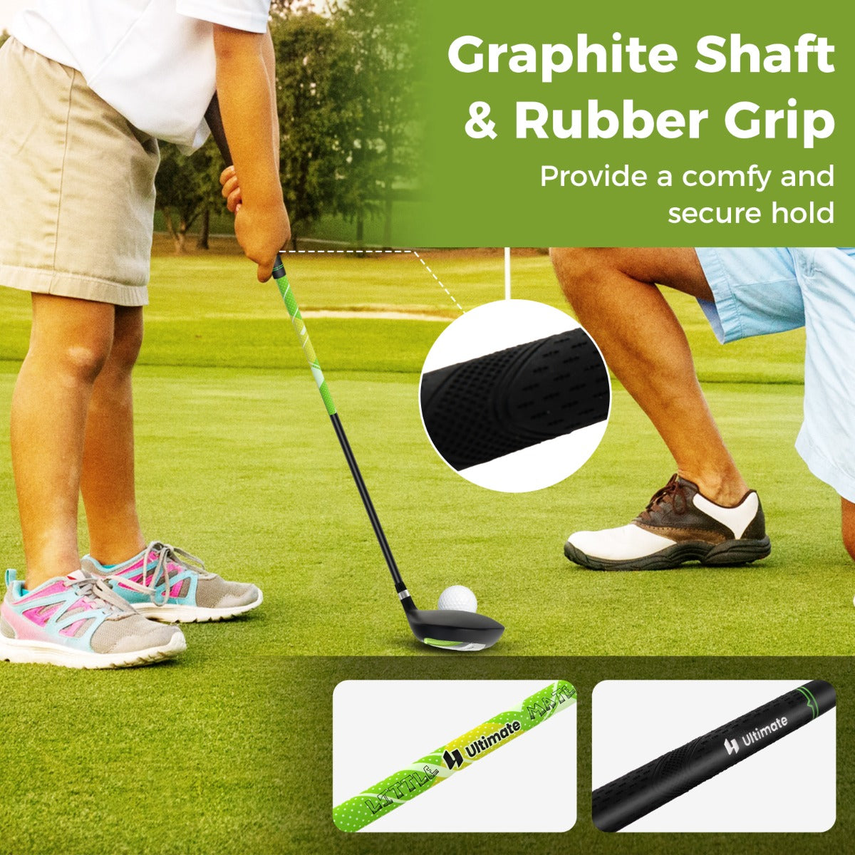 LIVSK Complete Junior Golfclubs Set voor Kinderen 5-7 Jaar - Driepoottas met Regenkap - Lichtgewicht - Blauw/Groen/Roze