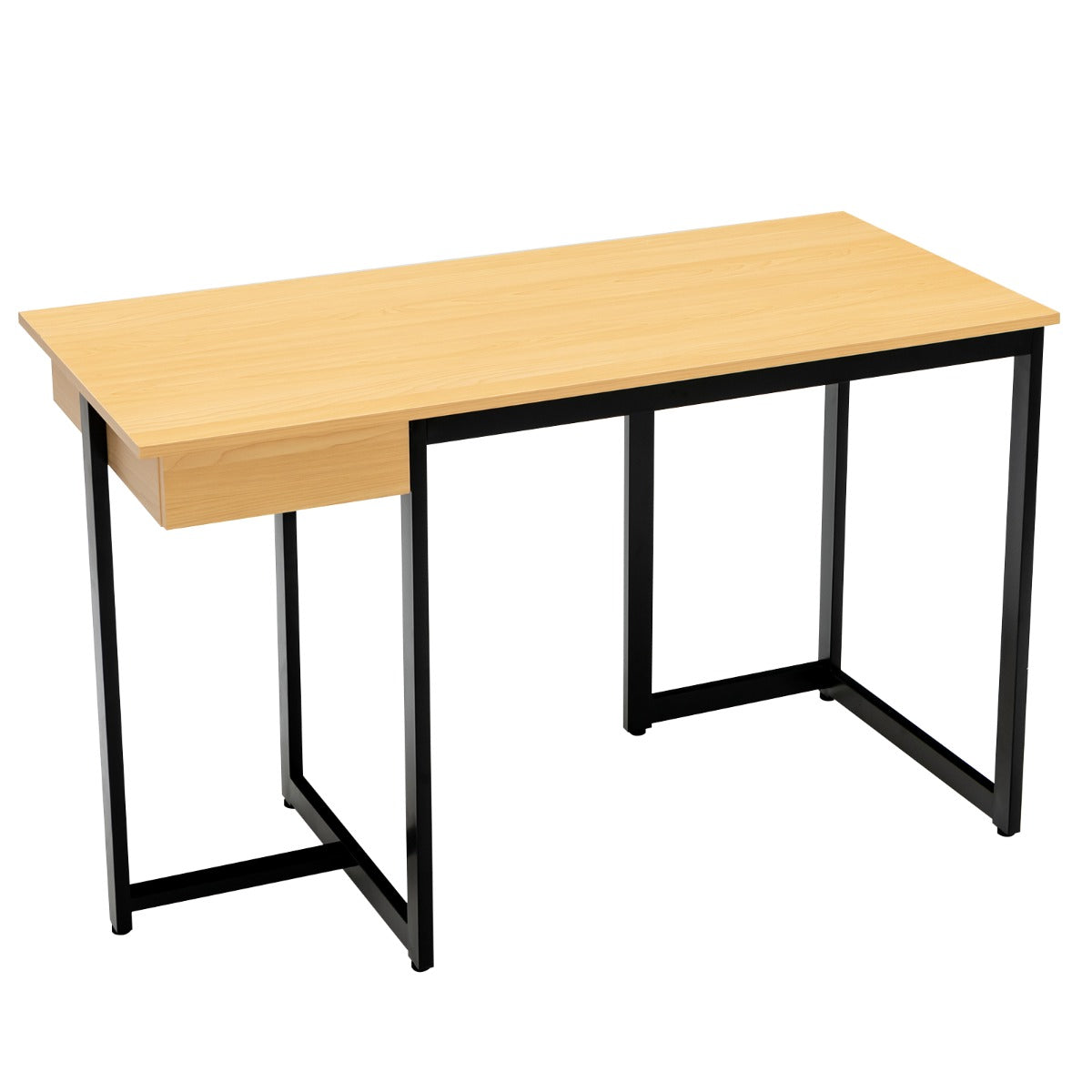 LIVSK Computerbureau 120 x 55 x 75 cm - Verstelbare Voetsteunen - Ruime Lade - Stevige Metalen Structuur - Rustiek bruin