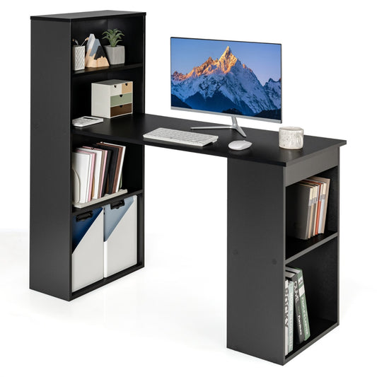LIVSK Computerbureau met Boekenplank - Veelzijdig Werkstation met Opbergruimte - Duurzaam en Stabiel - Zwart