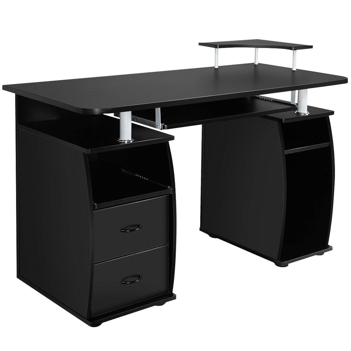 LIVSK Computertafel - Bureau met Toetsenbordlade en Printerplank - 120 x 55 x 85 cm - Gemakkelijk te monteren - Zwart